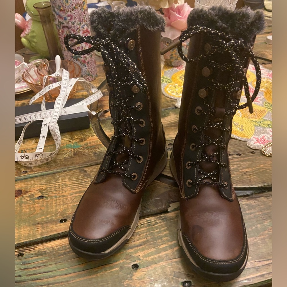 Chaco Borealis Tall Waterproof Boot - Women's Brown Leather Lace Up - Picture 9 of 14